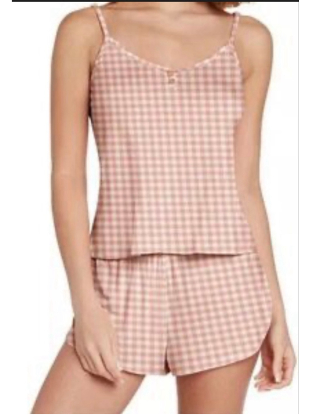 Women's Honeydew Intimates Pajama Set Size L Apricot Gingham